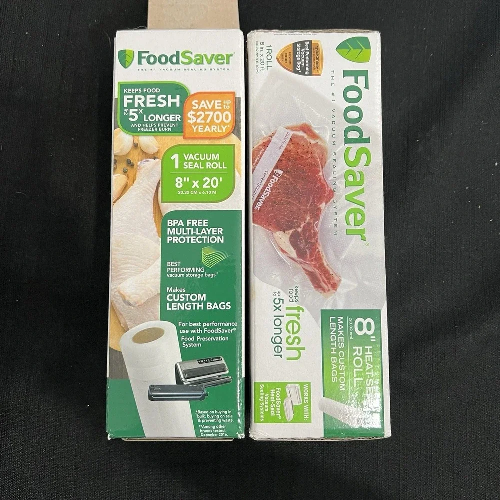 NEW FoodSaver 8‎ inch x 20 foot Vacuum Seal Heat-Seal Rolls 2-Pack